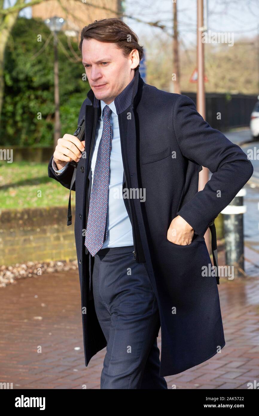 William Clegg kommt an Isleworth Crown Court, West London, wo er vom Angreifen fünf Flugbegleiter auf einem British Airways Flug von Houston, Texas nach London Heathrow beschuldigt wird. Stockfoto