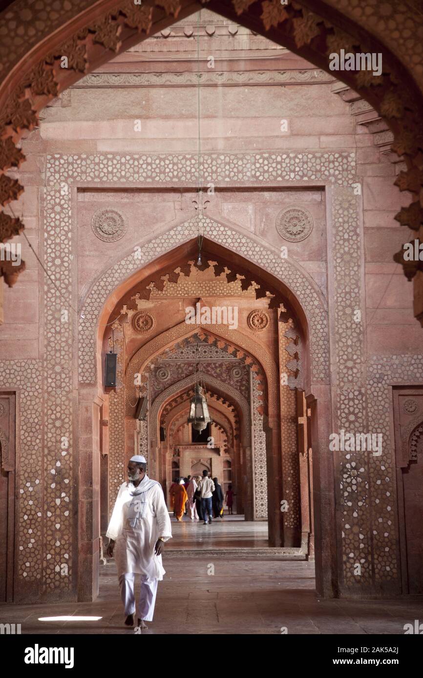 Bundesstaat Uttar Pradesh: Jama-Masjid-Moschee in Fatehpur Sikri, zugehoerig zum koenigspalast, Indien | Verwendung weltweit Stockfoto