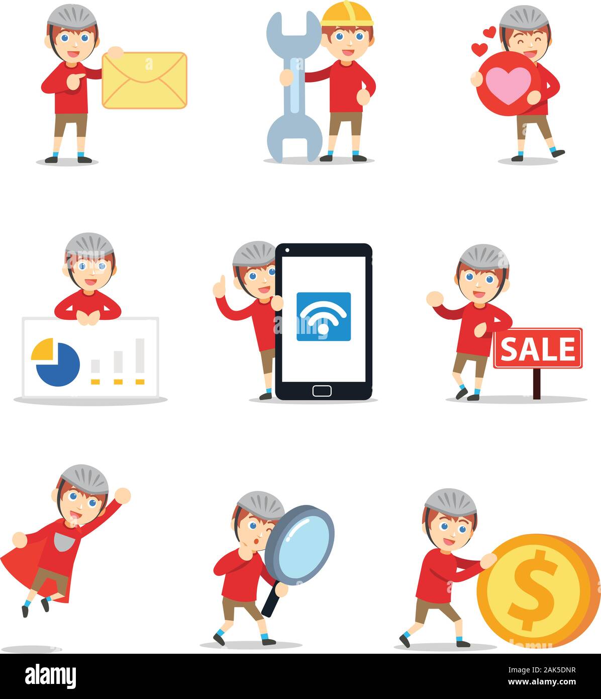 Satz von Zeichen Mann in Bahnrad-WM. Stock Vektor