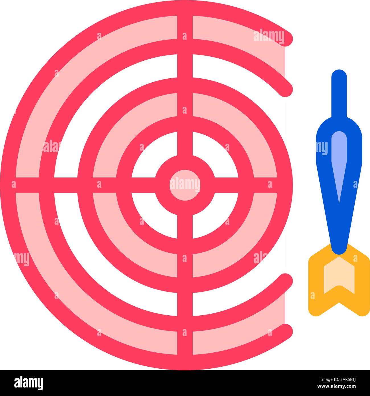 Interaktive Kinder spiel Dart Vektor dünne Linie Symbol Stock Vektor