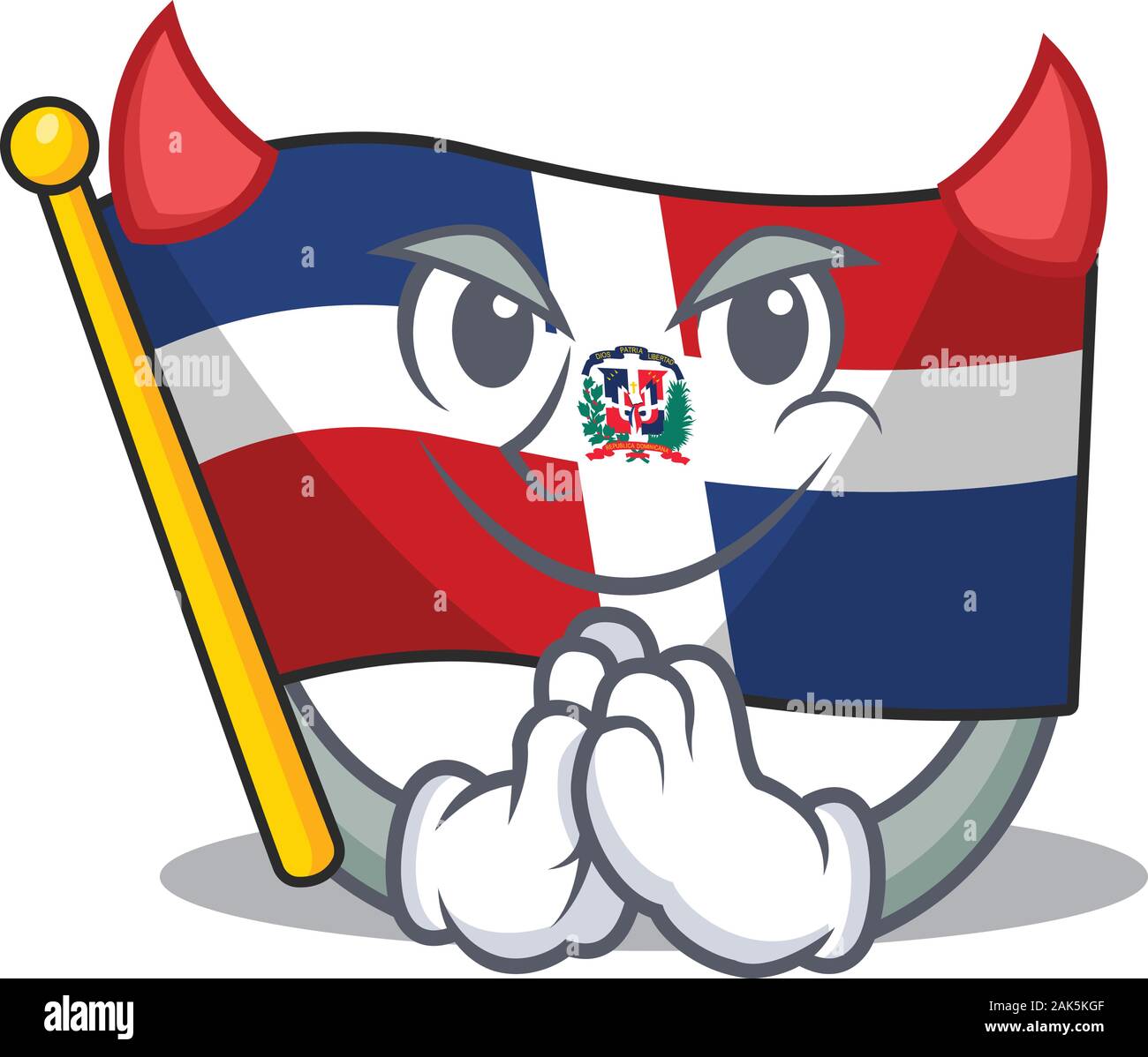 Teufel Flagge Dominikanische Republik Cartoon Character Design Stock Vektor