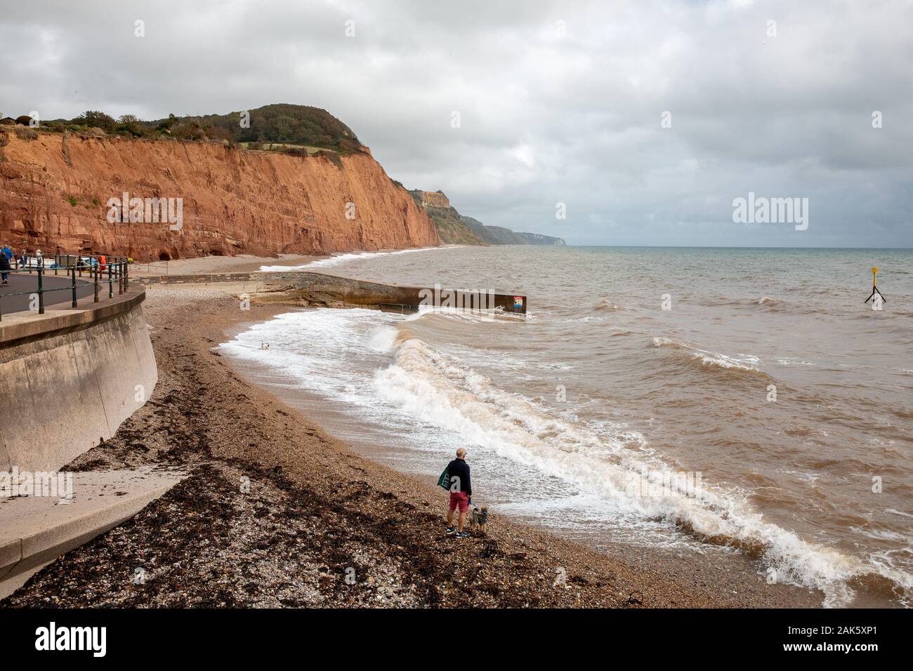 Die Meeresfront in der Stadt Sidmouth, Devon, Großbritannien Stockfoto