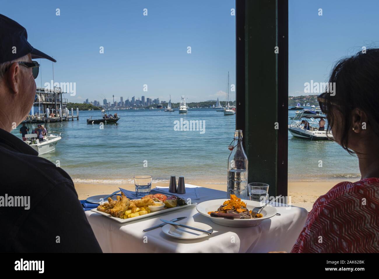 New South Wales/Watsons Bay: Blick vom Restaurant "oyles am Strand" in Sydney, Australien Osten | Verwendung weltweit Stockfoto