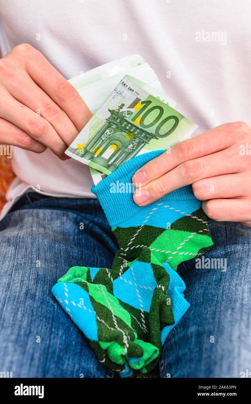 Symbol Foto, Geld Socke, Deutschland Stockfoto