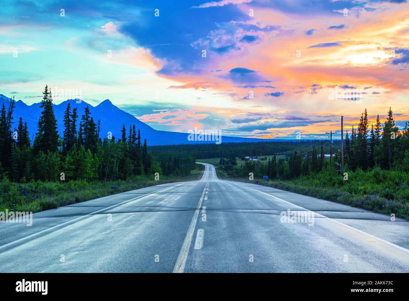 Yukon: Alaska Highway bei Haines Junction, Kanada Westen | Verwendung weltweit Stockfoto