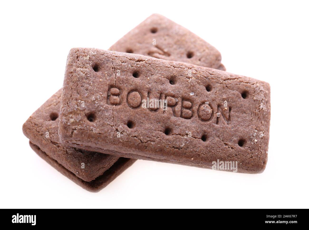 Bourbon Cremes Keks auf weißem Hintergrund Stockfoto
