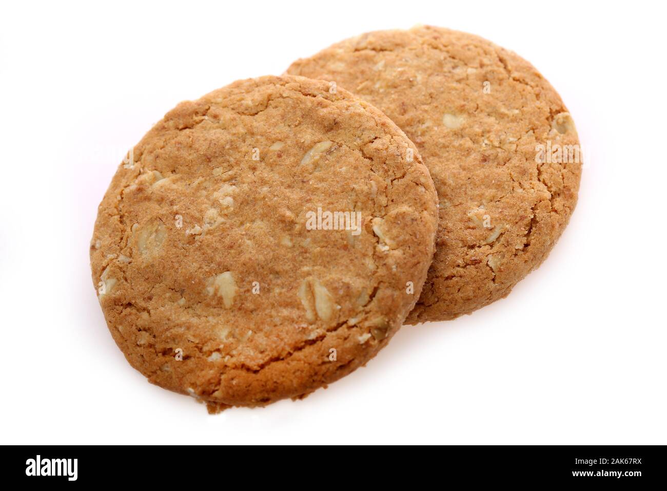 McVitie's Crunchy Oat Biscuits auf weißem Hintergrund Stockfoto