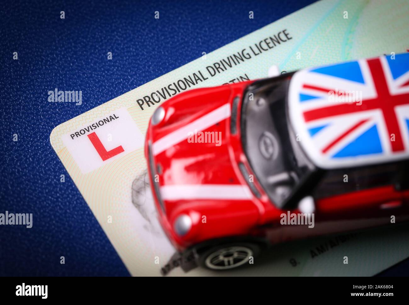 GB vorläufiger Führerschein für einen Lernenden Fahrer. Stockfoto
