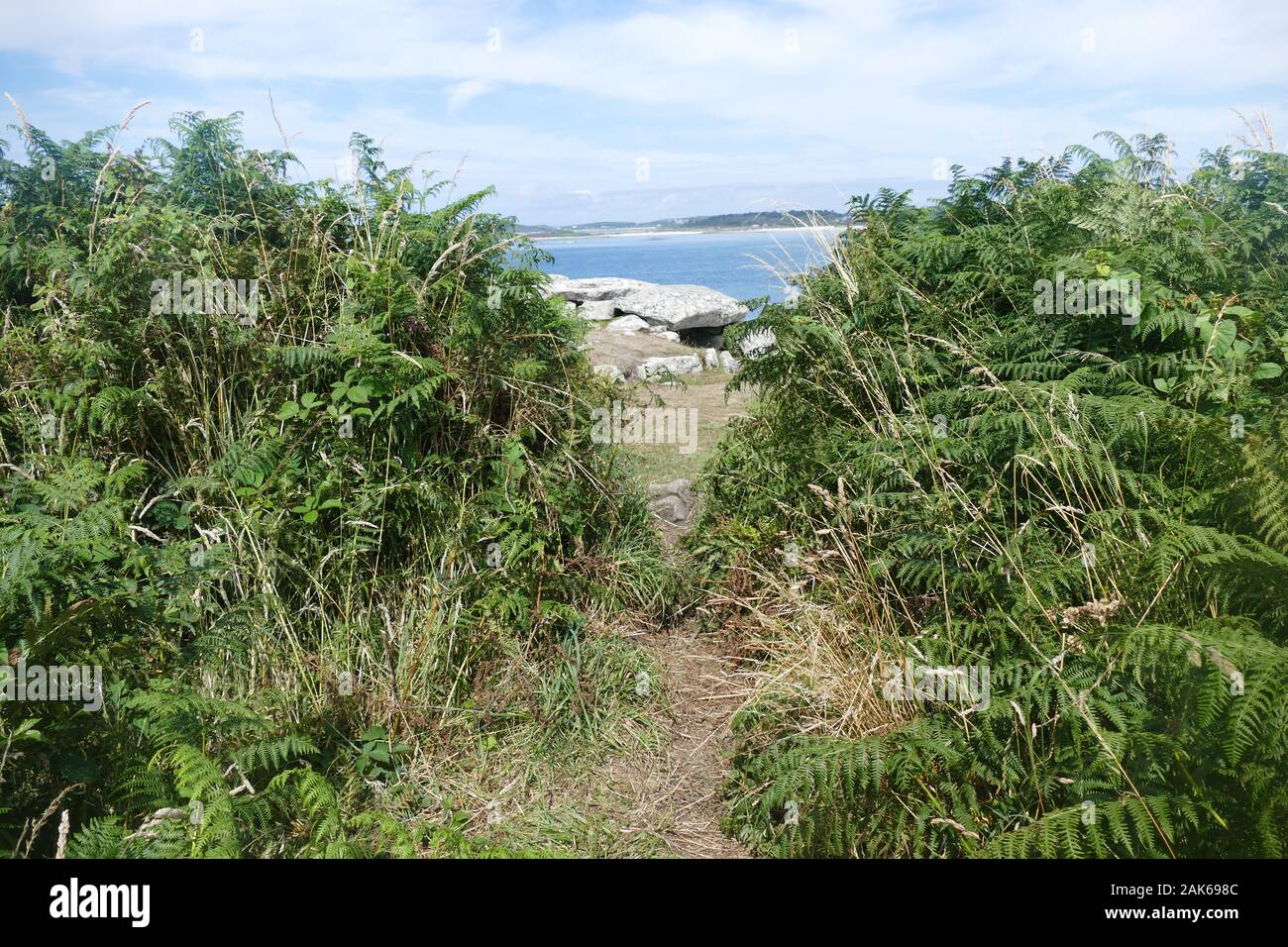 Bant's Carn Burial Chamber, St Marys, Isles of Scilly, Cornwall, Großbritannien Stockfoto