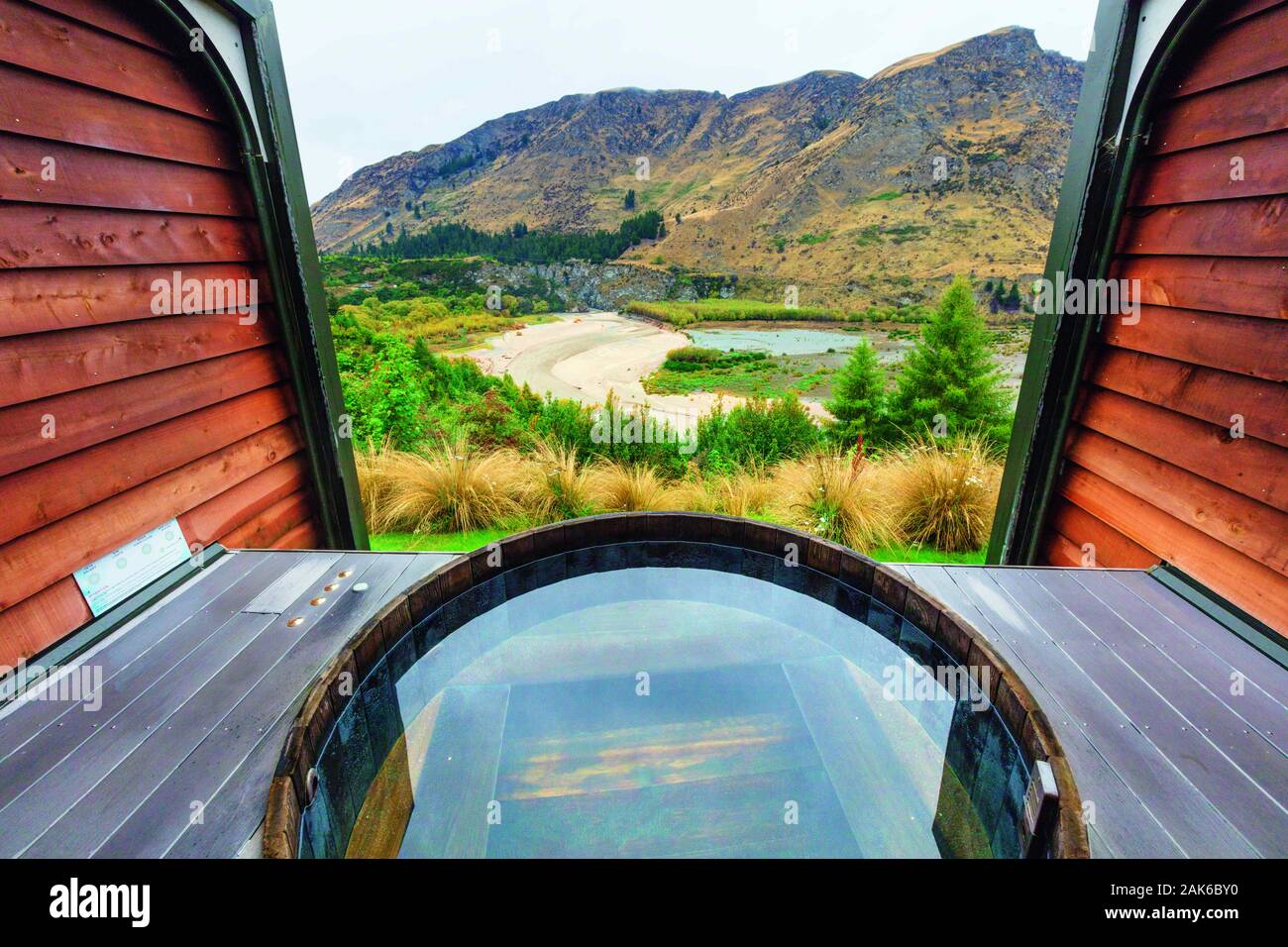 Suedinsel: Arthurs Point bei Queenstown, Mödling "Onsen Hot Pools", Neuseeland | Verwendung weltweit Stockfoto