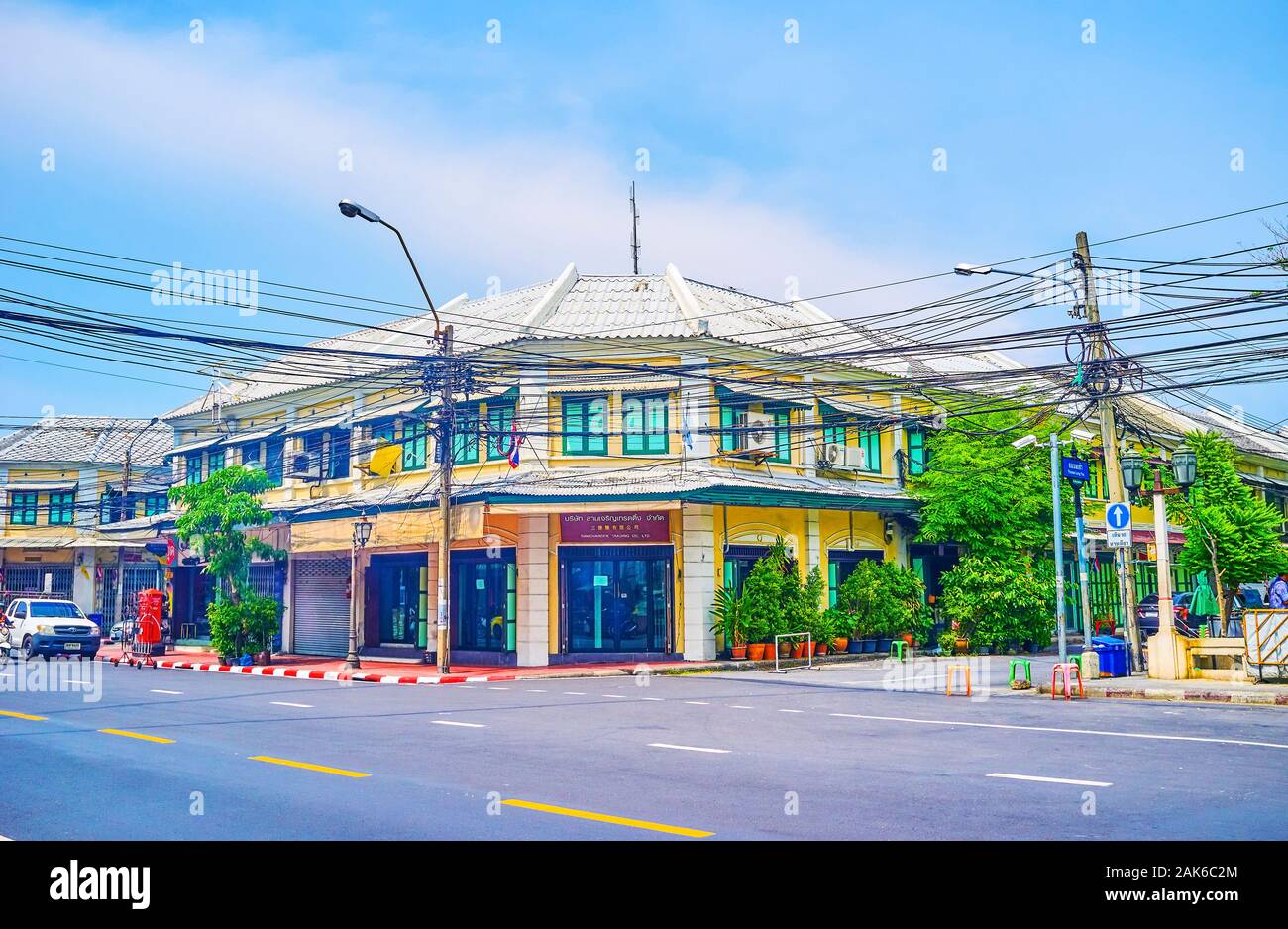 BANGKOK, THAILAND - 15 April, 2019: Die kleine historische Gebäude in der Altstadt von Bangkok, am 15. April in Bangkok. Stockfoto