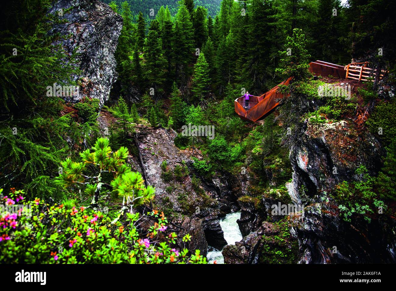 Vinschgau/Martelltal: Blick von der "Kanzel" in sterben Plima-Schlucht, Südtirol | Verwendung weltweit Stockfoto
