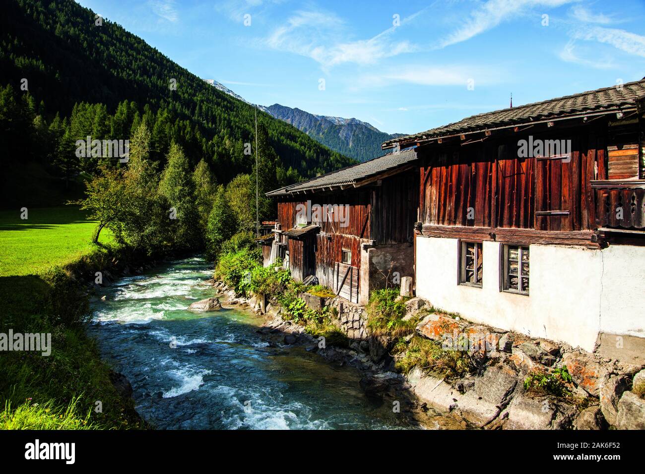 Ahrntal/Kasern: Tauferer Ahrntal ist der Noerdlichste Talschluss Suedtirols, Südtirol | Verwendung weltweit Stockfoto