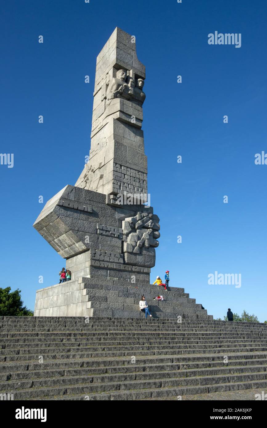 Gdansk (Danzig): Westerplatte-Denkmal, erinnert die Verteidigung der Westerplatte durch polnische Soldaten zu Beginn des Zweiten Weltkrieges, Danzi Stockfoto