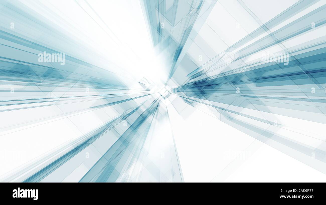Blaues Leuchten weiße Farbe transparent Glas abstrakt Hintergrund. 3D-Rendering Stockfoto