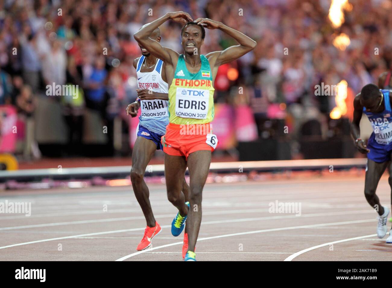 Muktar Edris (Ethiopie) im Finale der 5000 Meter Männer der IAAF