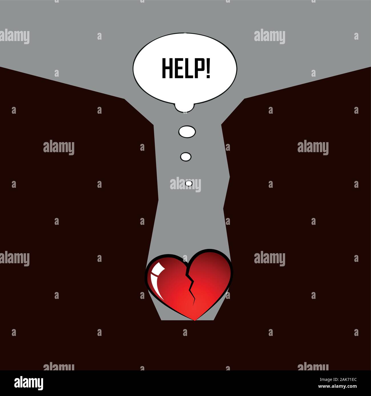 Gebrochenes Herz eine Schlucht benötigen sie Hilfe Piktogramm Vektor-illustration EPS 10. Stock Vektor