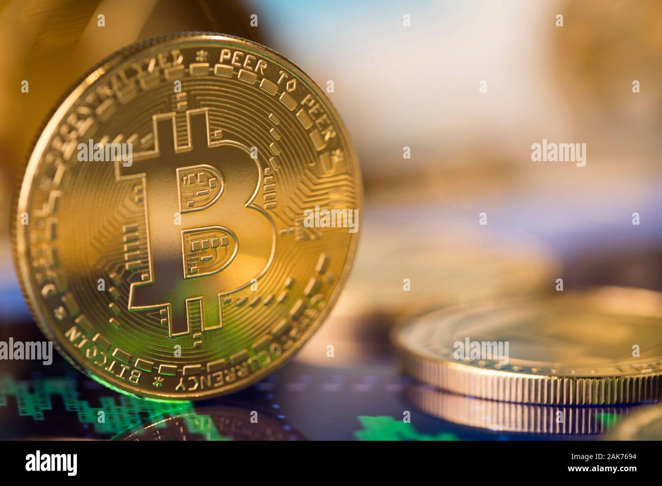 Cryptocurrencys neues digitales Geld, Bitcoin Münze Stockfoto