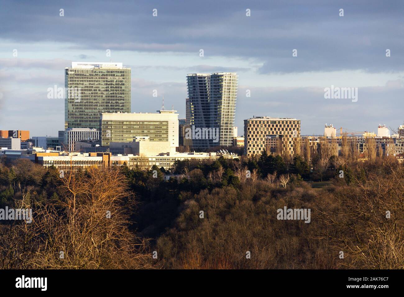 Panoramablick auf die inos Bezirk mit Prag, die höchsten Gebäude von Devin in Prag, Tschechische Republik Stockfoto