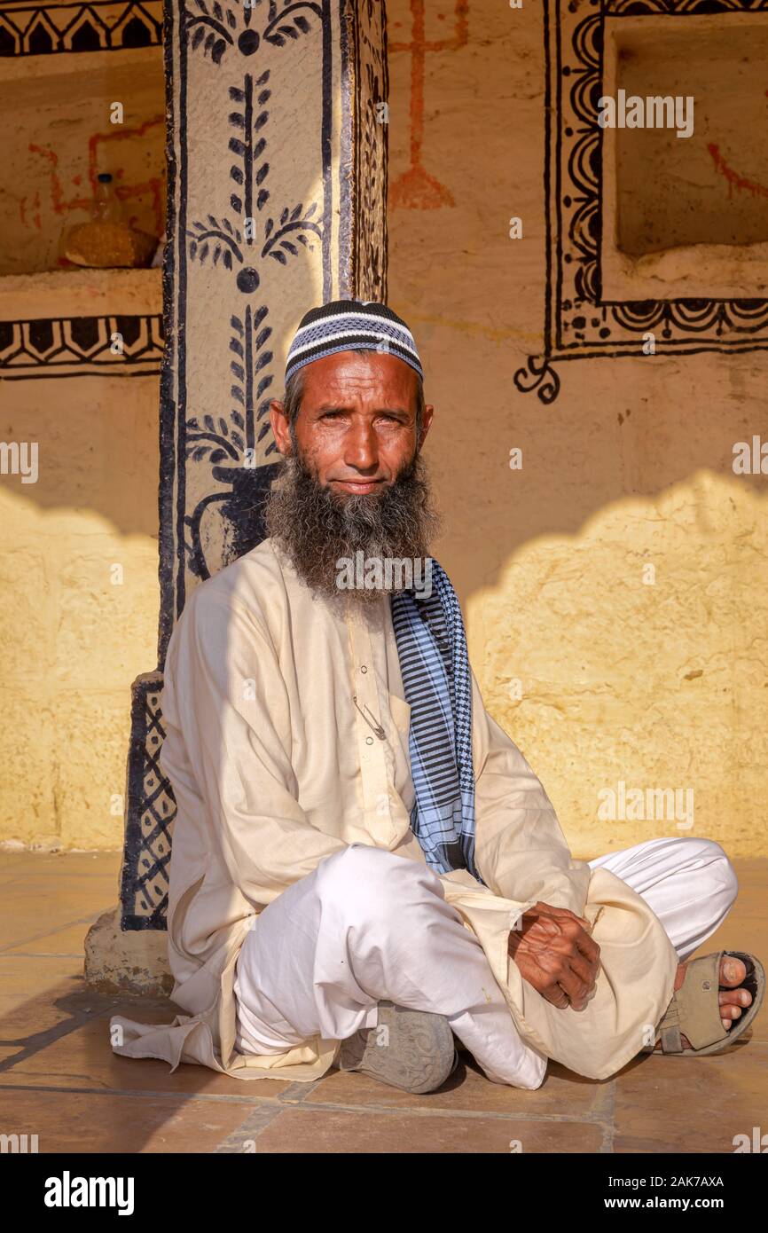 Portrait eines älteren männlichen muslimischen, Jaisalmer, Rajasthan, Indien Stockfoto