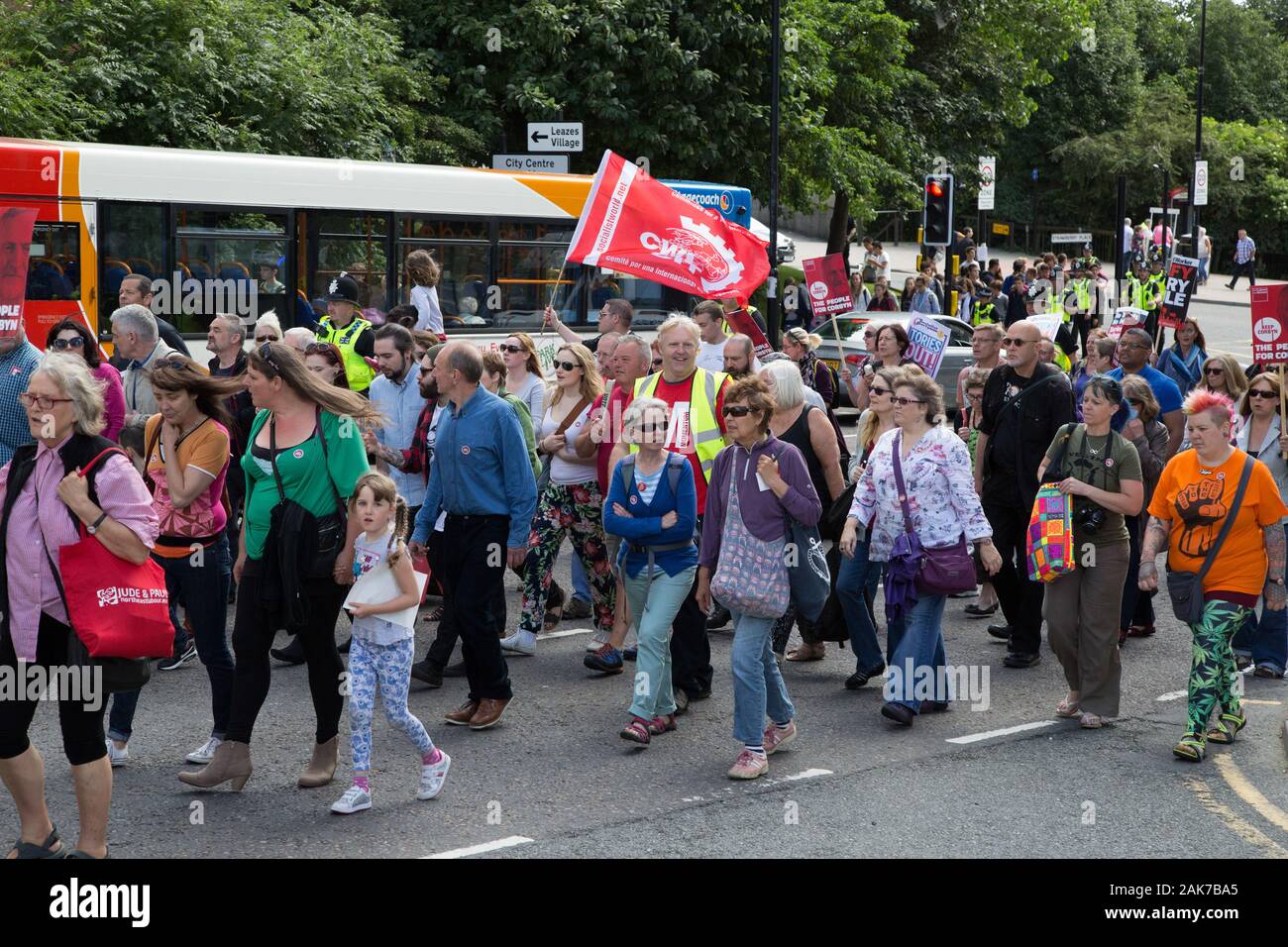 Pro Jeremy Corbyn März. Juli 2016 in Newcastle upon Tyne. Die Demonstranten Stockfoto