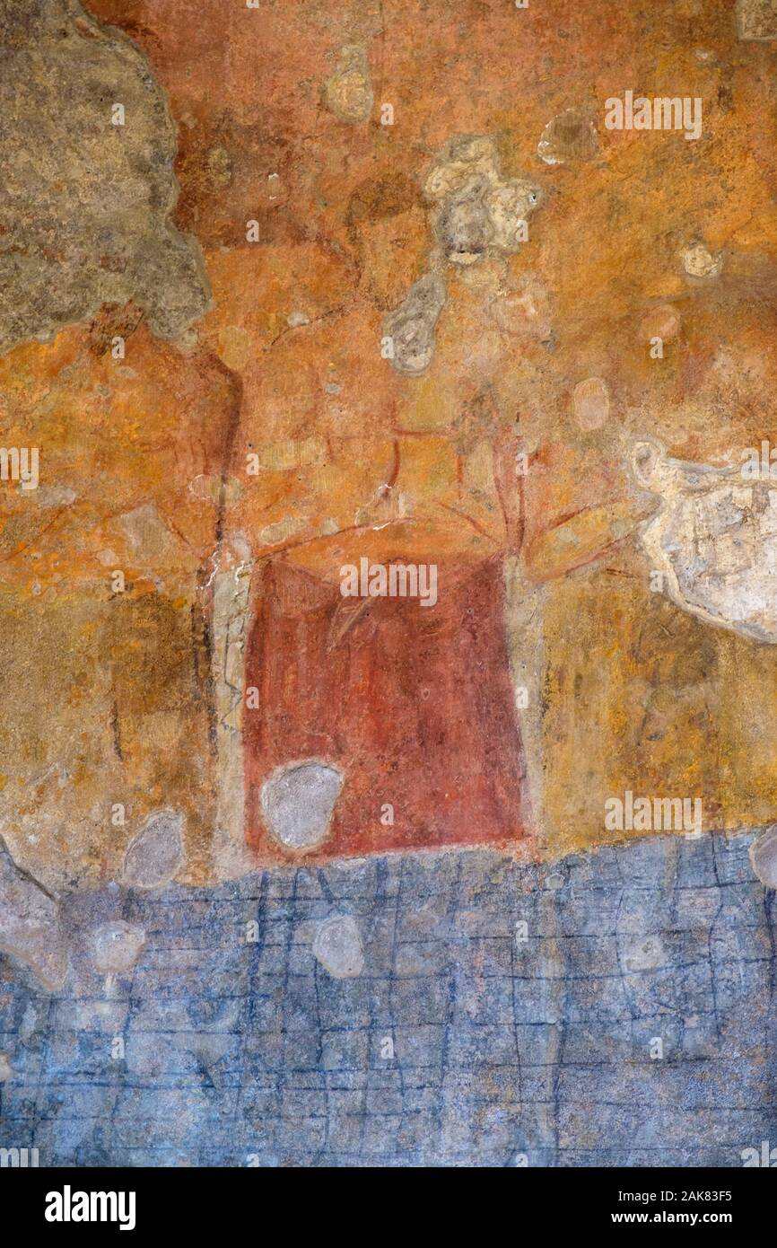 Römische Fresken, Römische Malerei im Oratorio dei Quaranta Martiri, Oratorium der vierzig Märtyrer Fresken, Forum Romanum, Rom, Italien Stockfoto