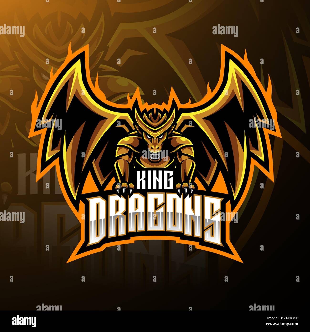 Dragon King Maskottchen Logo Design Stock Vektor