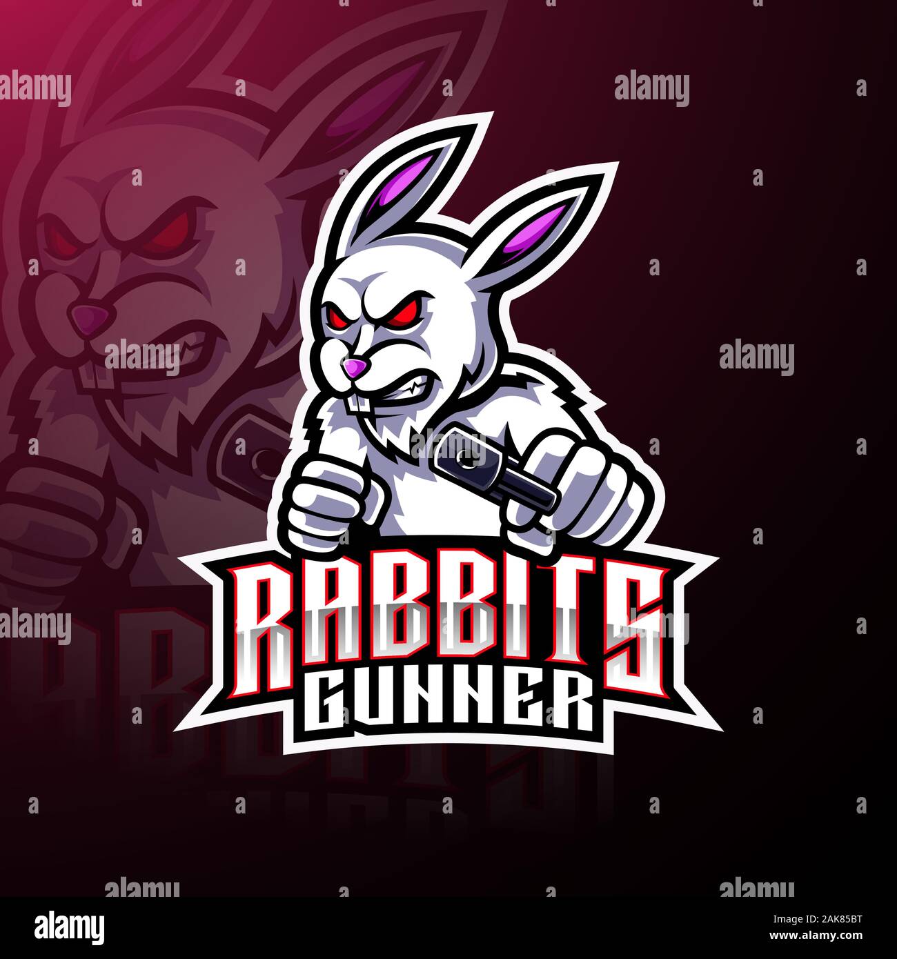 Kaninchen esport Maskottchen Logo Design Stock Vektor