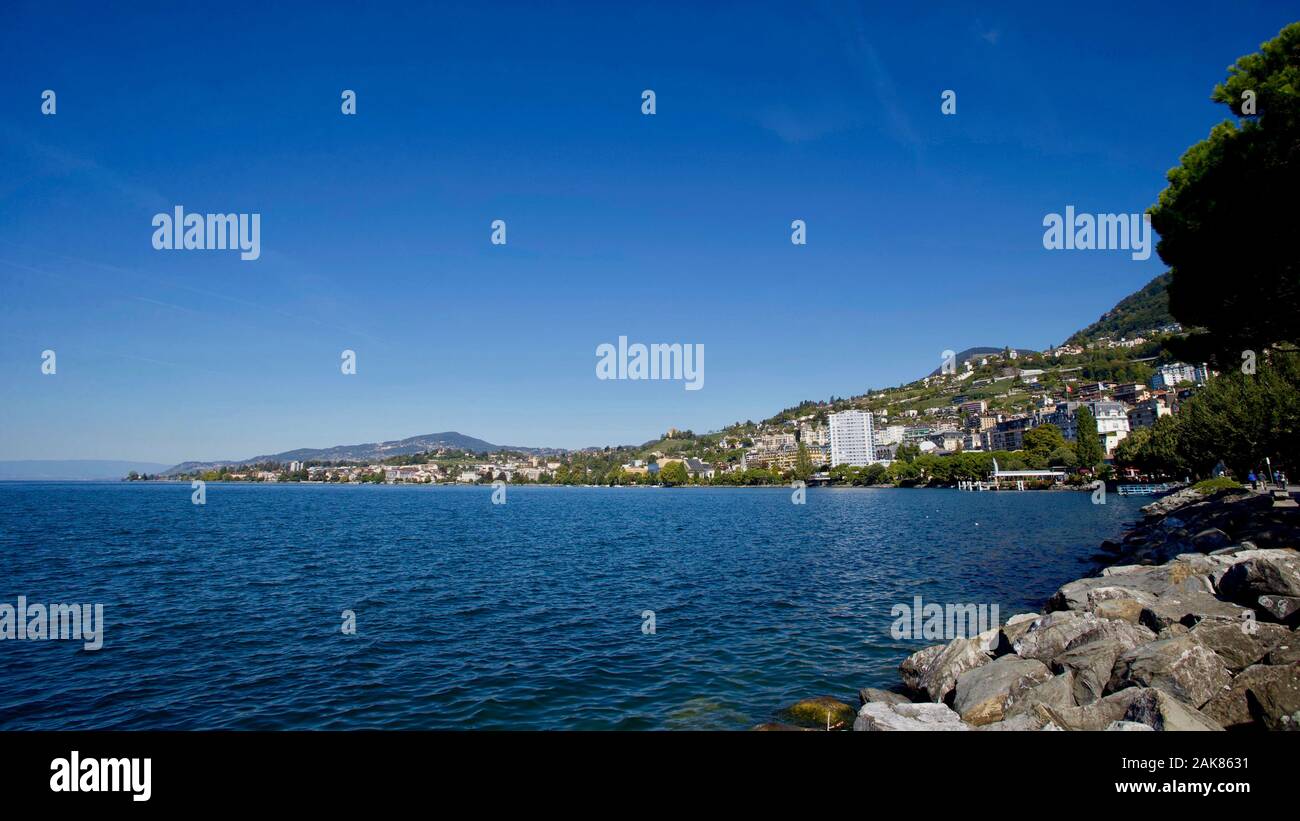 Genfer See, Montreux, Kanton Waadt, Schweiz. Stockfoto