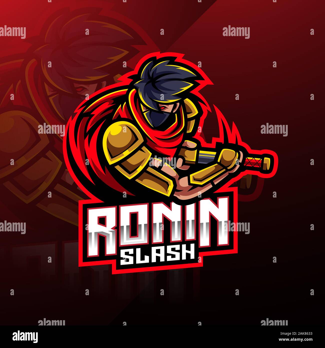 Ronin sport Maskottchen Logo Design Stock Vektor