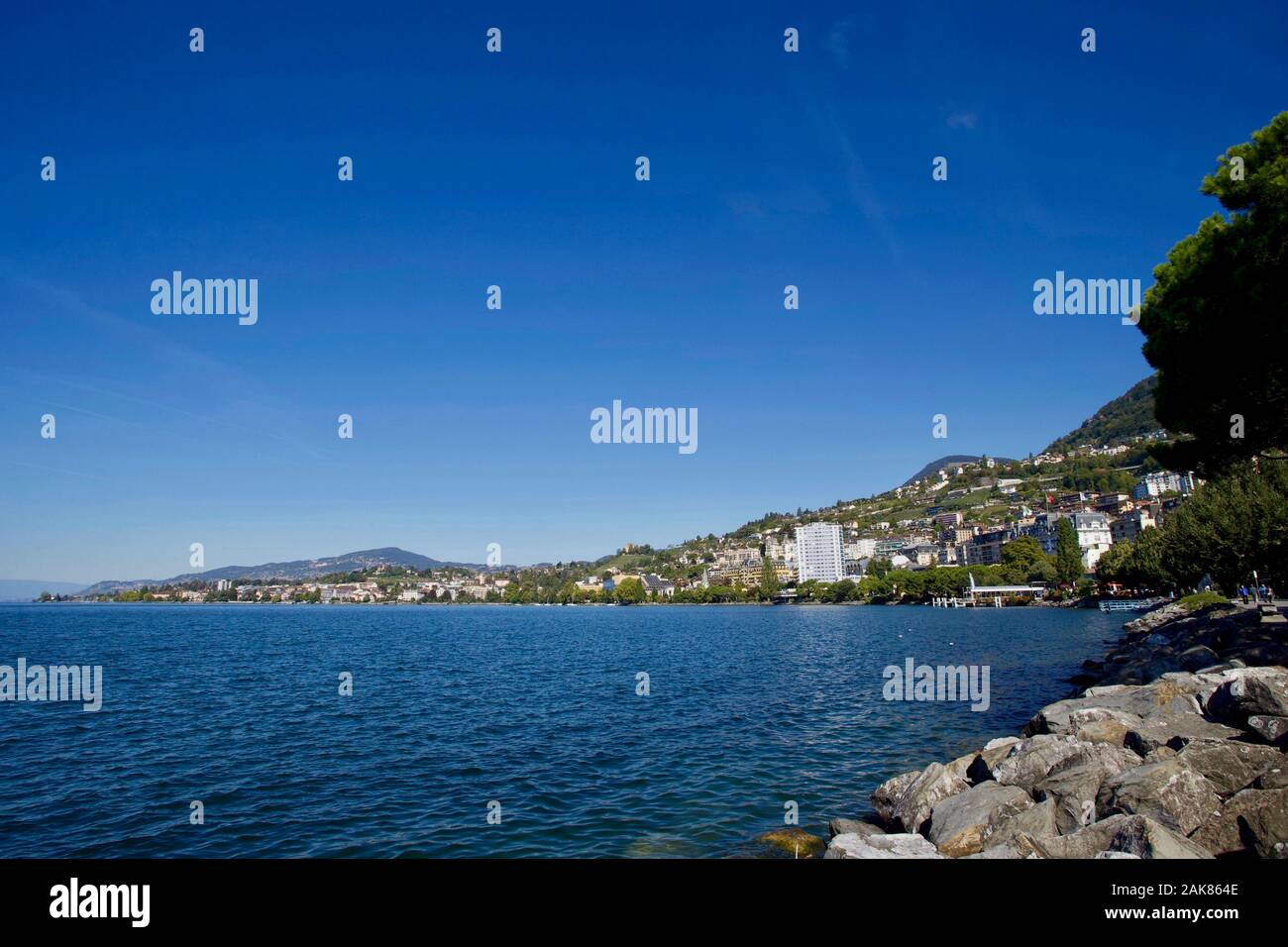 Genfer See, Montreux, Kanton Waadt, Schweiz. Stockfoto