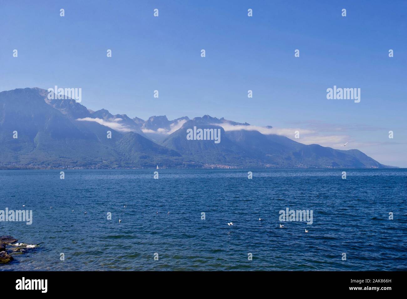 Genfer See, Montreux, Kanton Waadt, Schweiz. Stockfoto