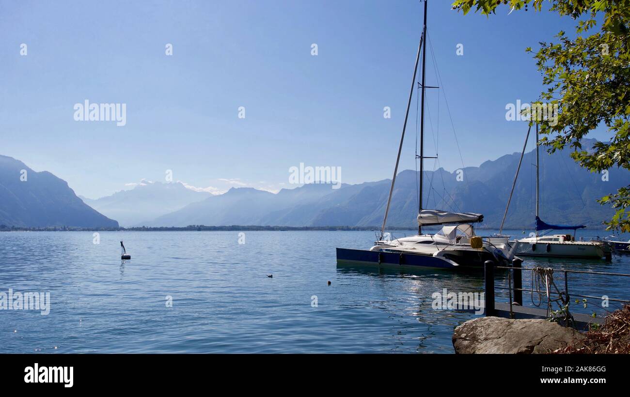 Genfer See, Montreux, Kanton Waadt, Schweiz. Stockfoto