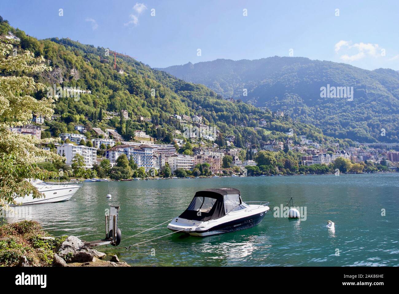 Genfer See, Montreux, Kanton Waadt, Schweiz. Stockfoto