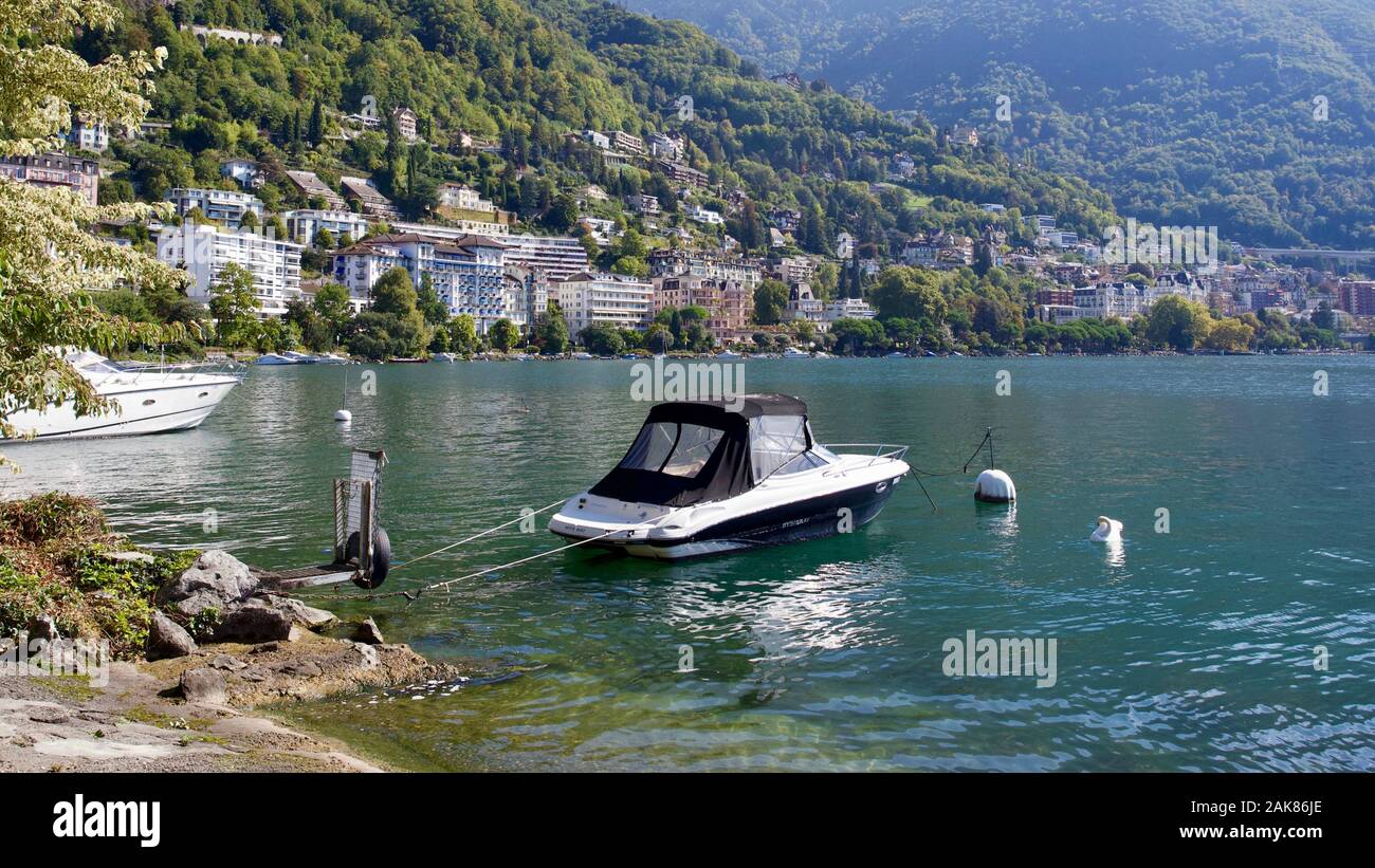 Genfer See, Montreux, Kanton Waadt, Schweiz. Stockfoto