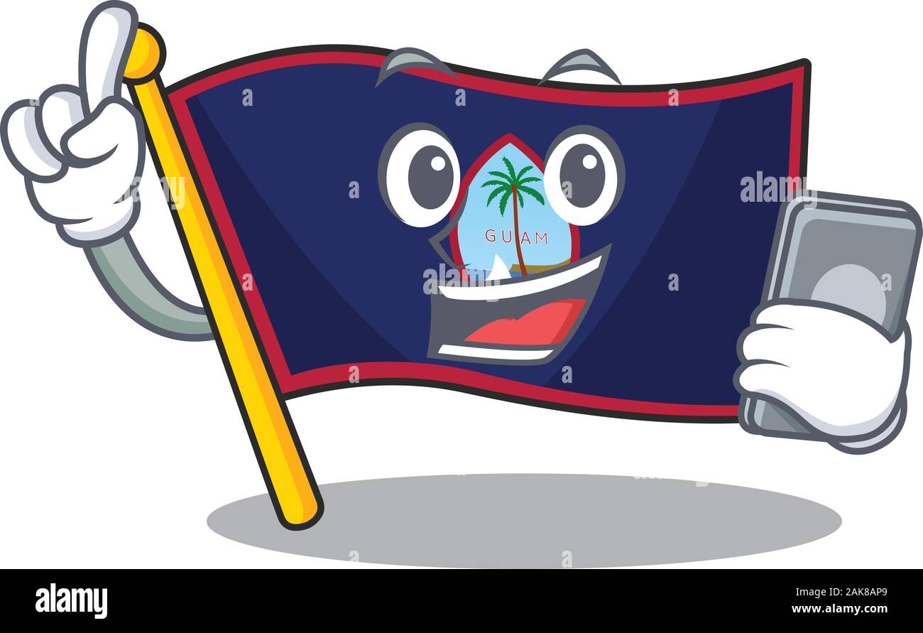 Cartoon Design der Flagge: Guam sprechen auf einem Telefon Stock Vektor