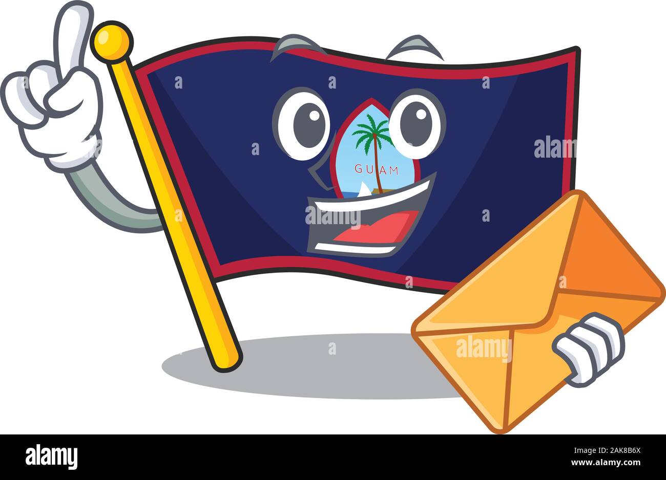 Fröhlich Flagge: Guam Maskottchen Design mit Umschlag Stock Vektor