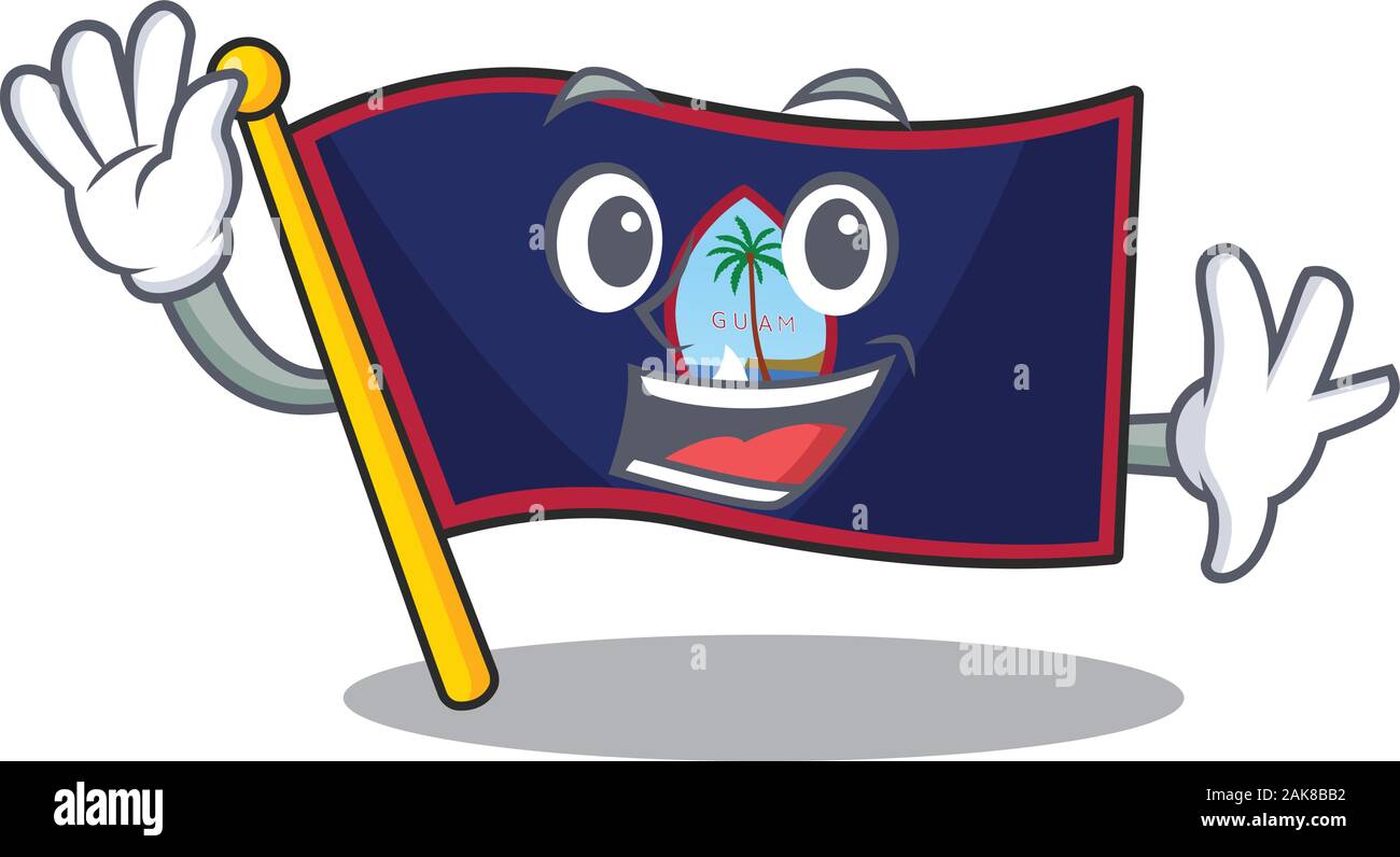 Winken freundlich Flagge: Guam Cartoon Character Design Stock Vektor