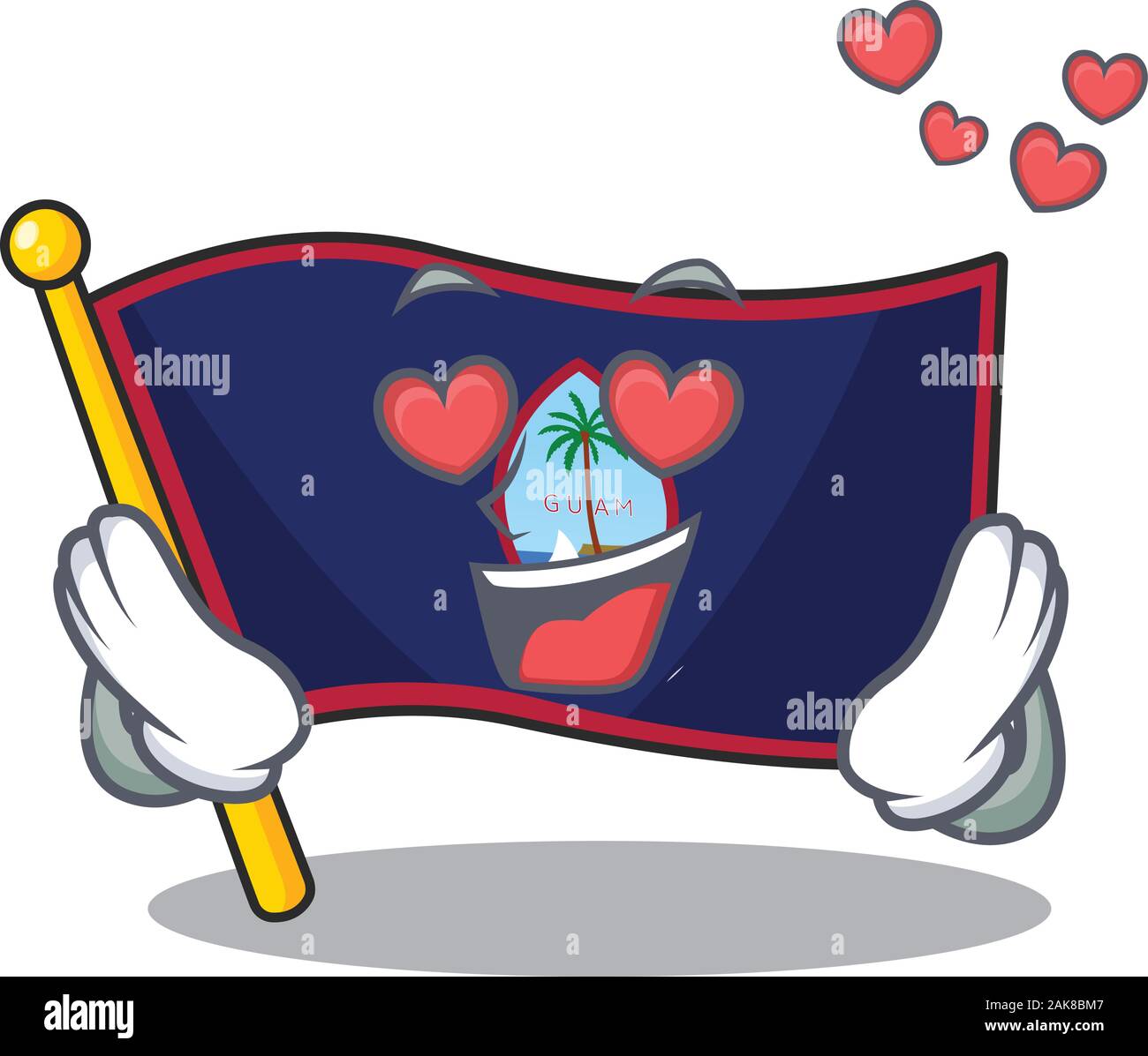 Verlieben niedlich Flagge: Guam Cartoon Character Design Stock Vektor