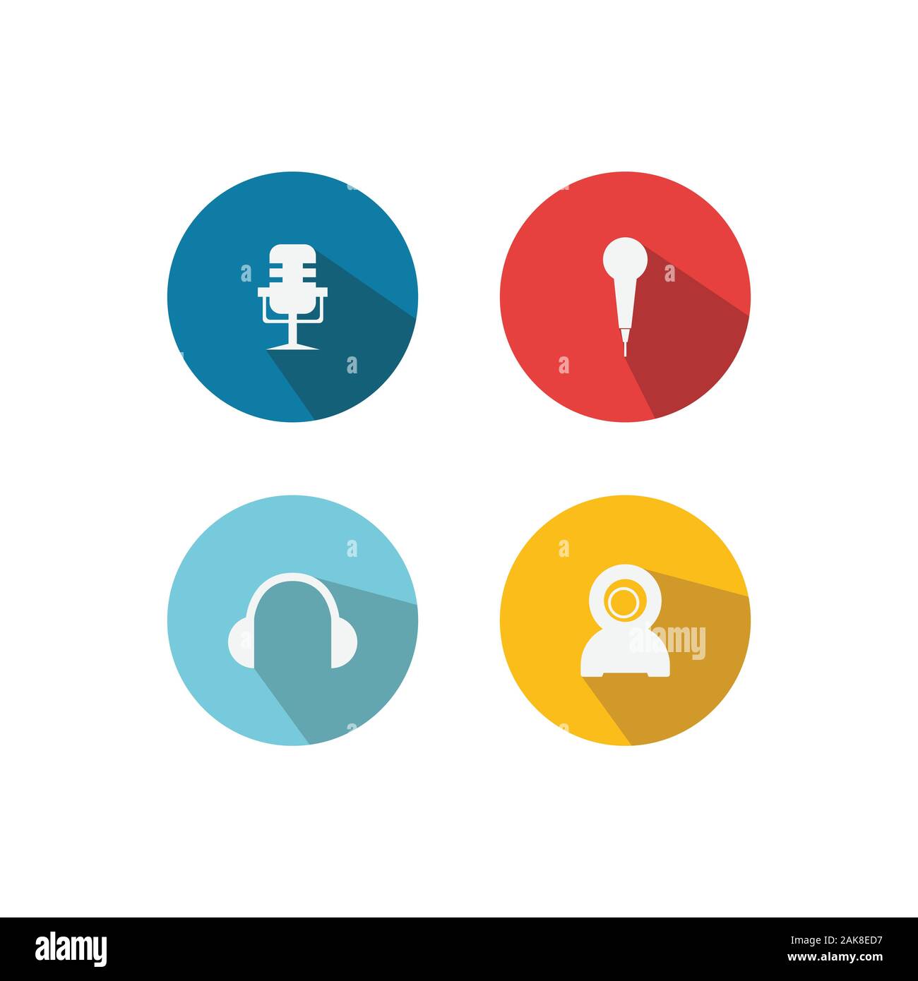 Satz von verschiedenen Symbol Vektor im Kreis Form Hintergrund mit langen Schatten Design Stock Vektor