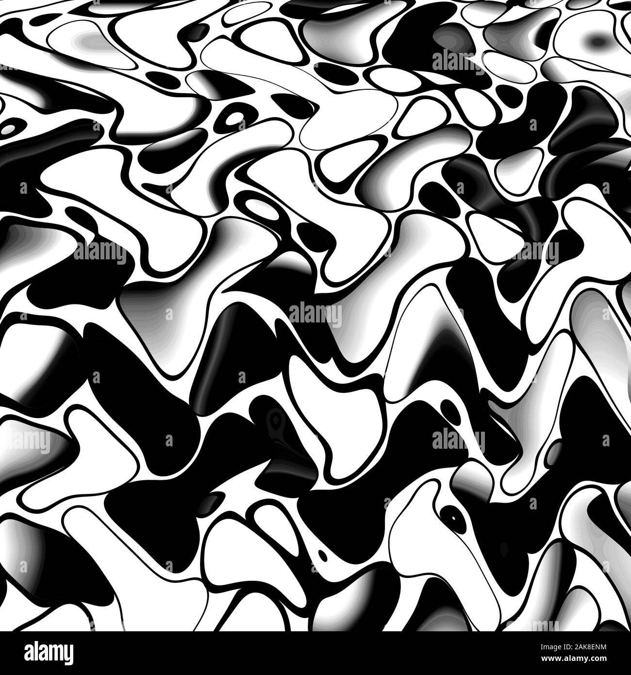 Hoher Kontrast schwarz und weiß abstrakt. Digitale Kunst. Stockfoto