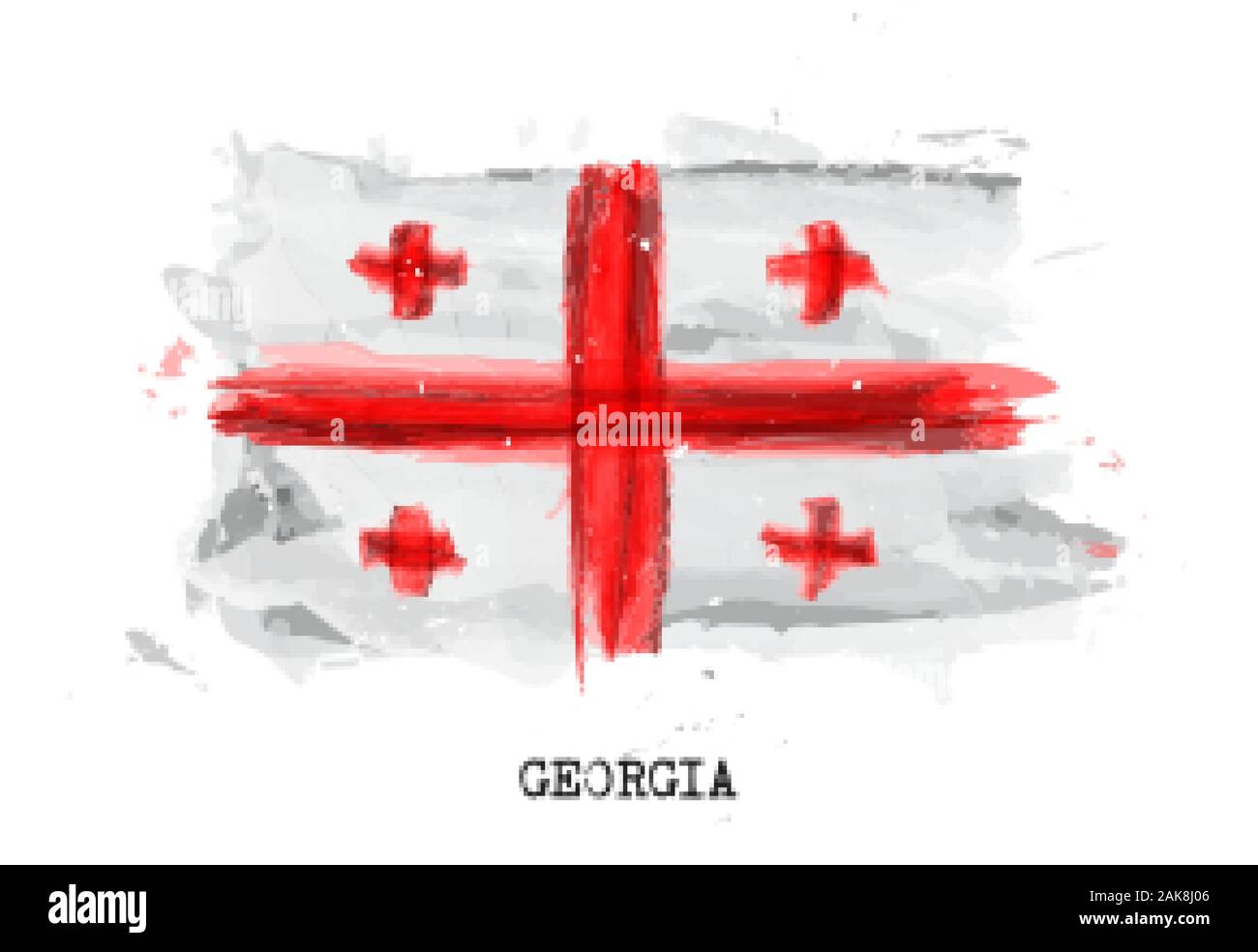 Realistische Aquarellmalerei Flagge von Georgia. Vektor. Stock Vektor