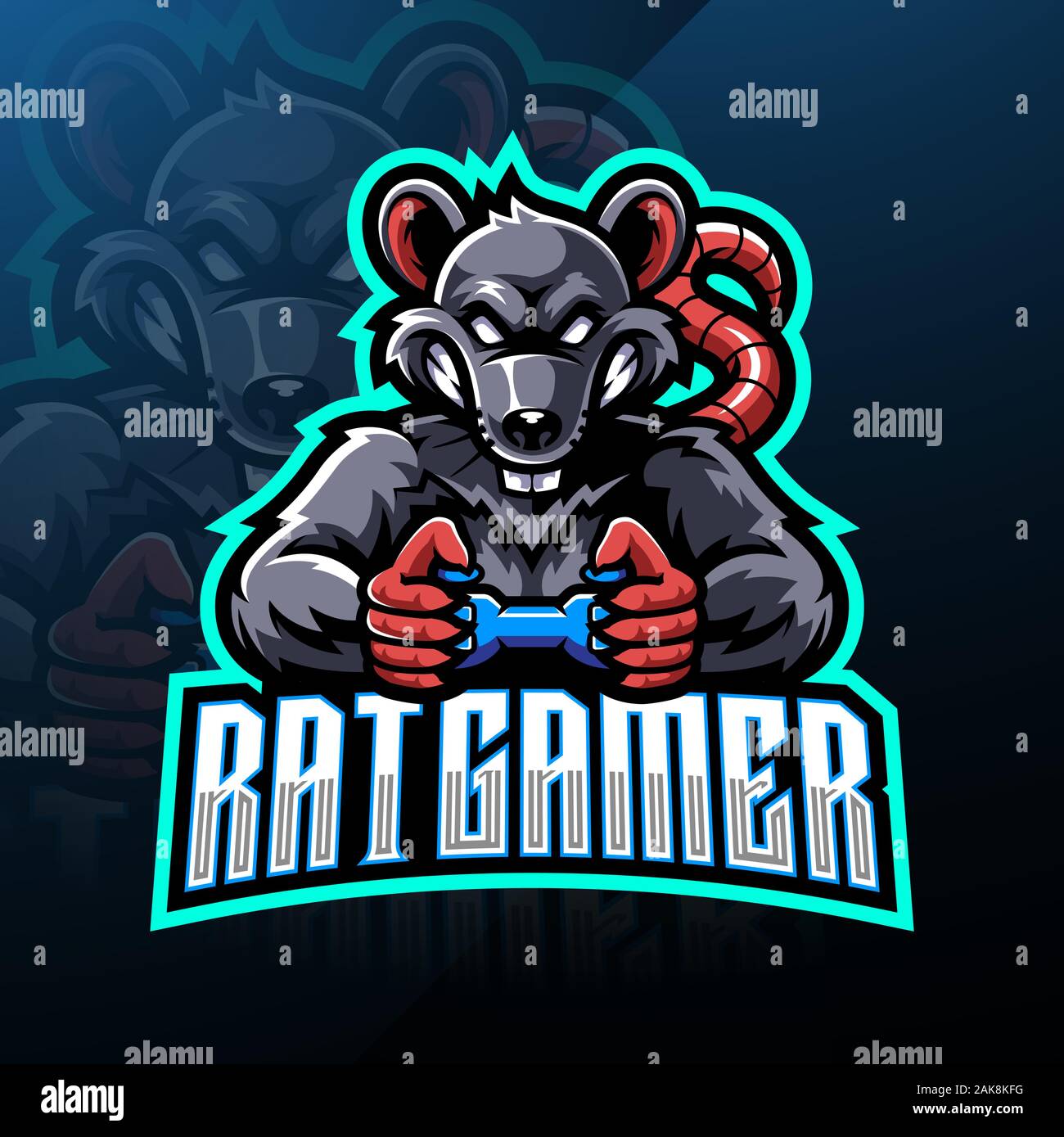 Ratte gamer esport Maskottchen logo Stock Vektor