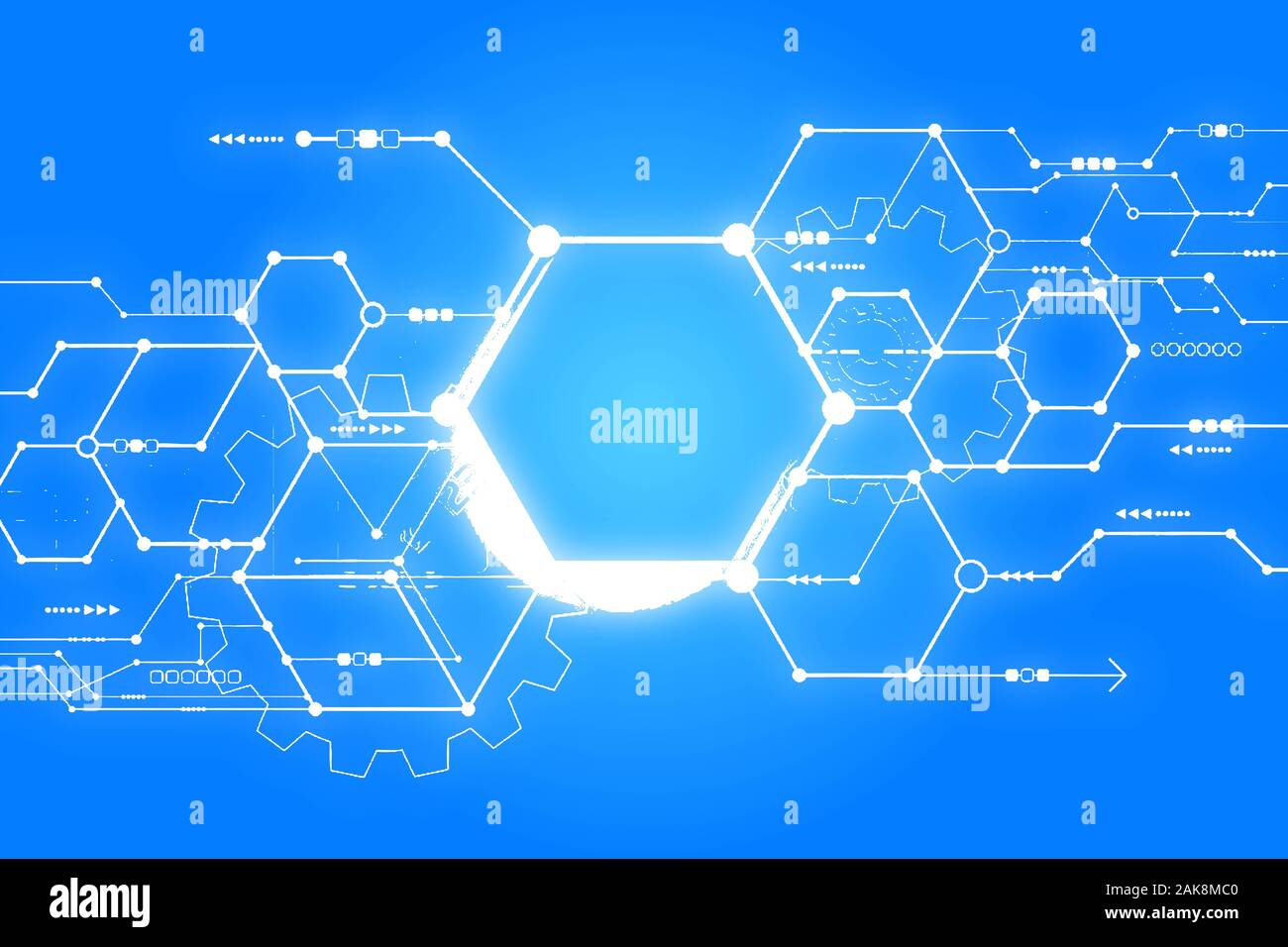 Abstrakte Technologie Hintergrund mit verschiedenen technischen Elementen Hi-tech-Kommunikation Konzept innovation Hintergrund Kreis leeren Raum für Ihren Text Stockfoto