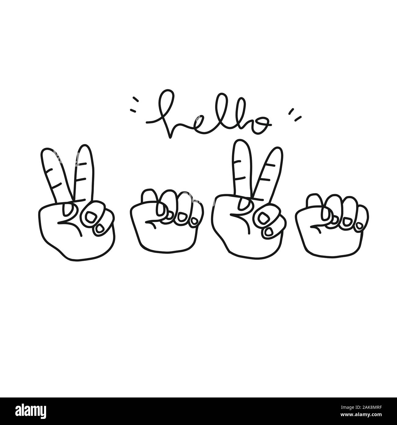 Hand, 2020 cartoon Vektor-illustration doodle Style anmelden Stock Vektor