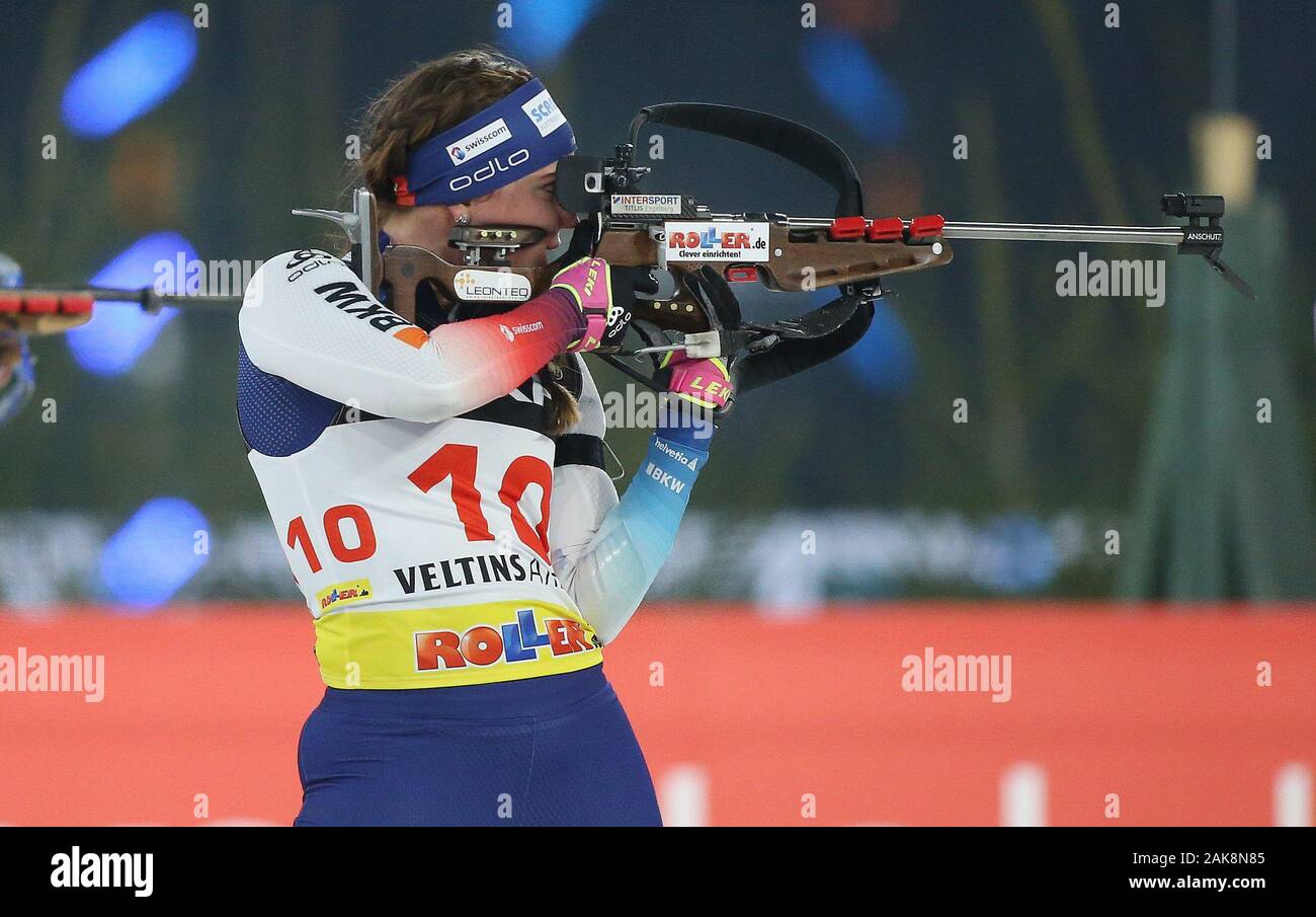 Schalke, Deutschland. 28 Dez, 2019. firo: 28.12.2019 Wintersport: Biathlon auf Schalke JOKA Biathlon World Team Challenge Lena Haecki | Verwendung der weltweiten Kredit: dpa/Alamy leben Nachrichten Stockfoto