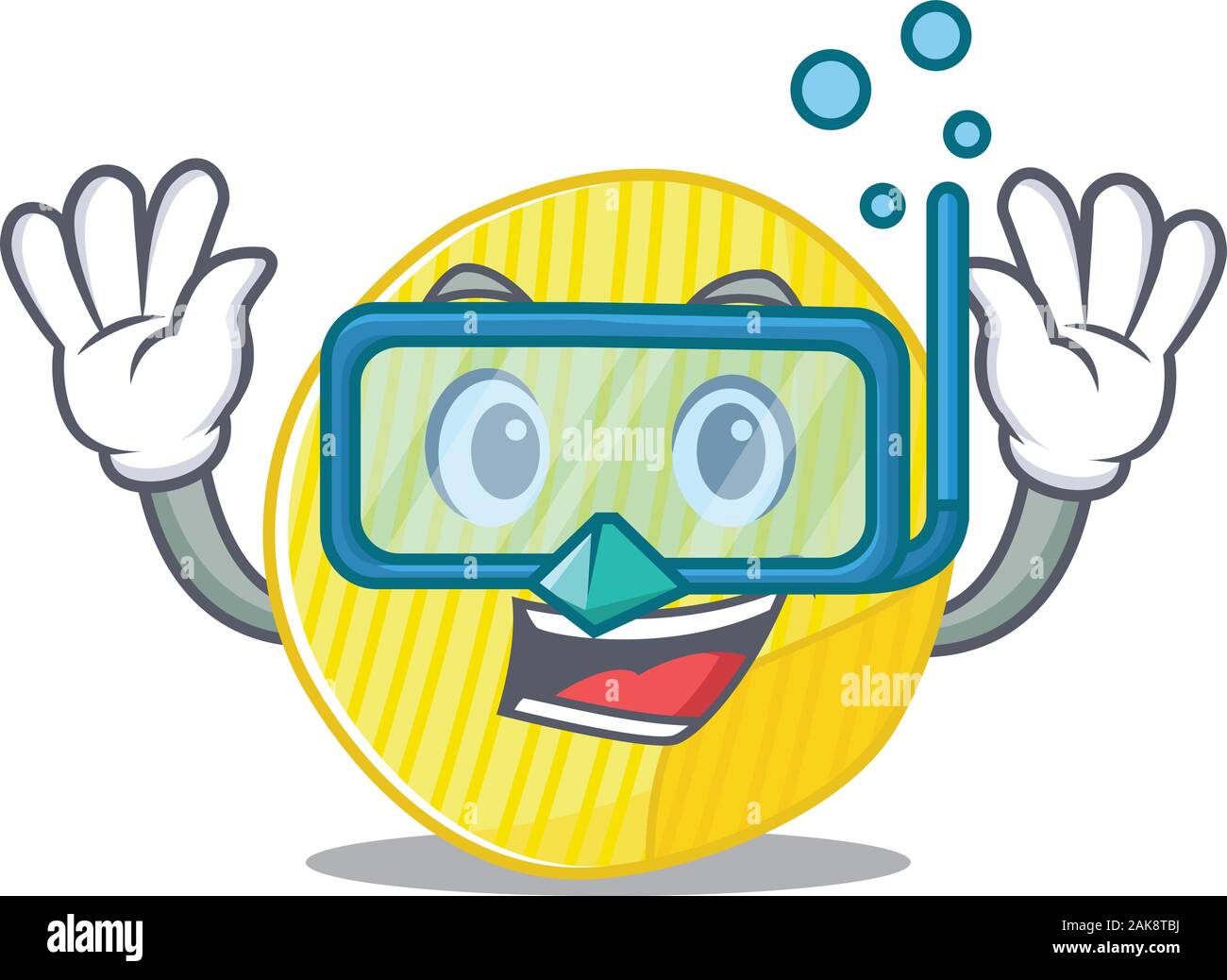 Cartoon Charakter der Kartoffelchips tragen Tauchen Gläser Stock Vektor