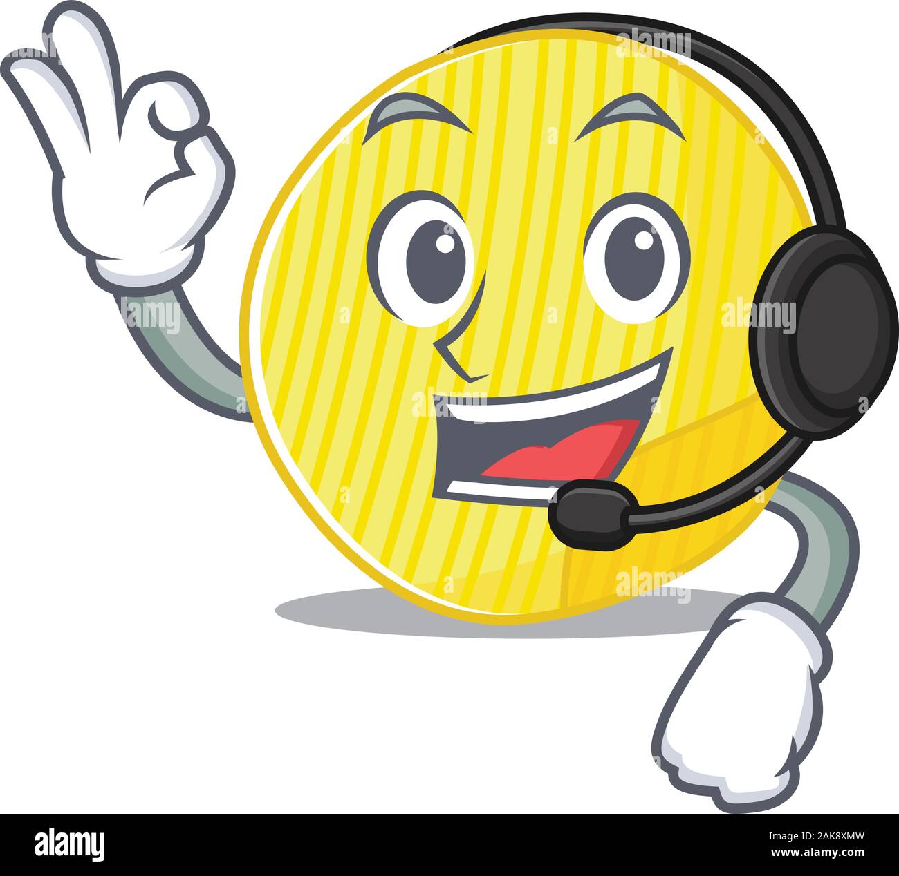 Smiley Kartoffelchips Cartoon Character Design tragen Kopfhörer Stock Vektor