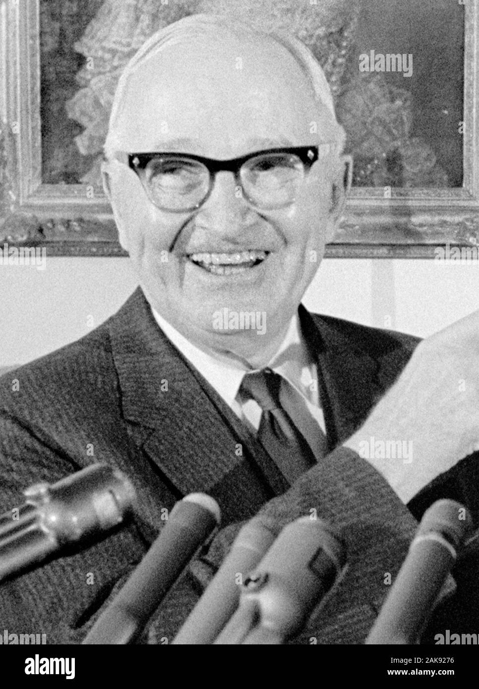 Vintage Foto von Harry S Truman (1884-1972) - Der 33. US-Präsident (1945 - 1953). Foto von Warren K Leffler am 7. Mai 1964, dem Tag vor 80 Truman's Geburtstag. Stockfoto