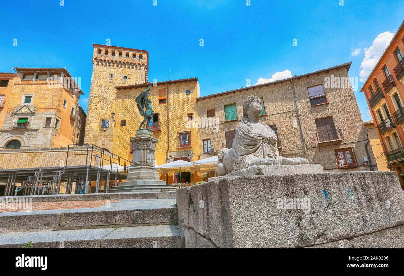 Das Quadrat Medina del Campo in der spanischen Stadt Segovia (UNESCO Weltkulturerbe) Stockfoto